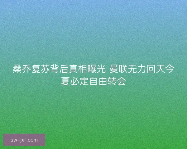 桑乔复苏背后真相曝光 曼联无力回天今夏必定自由转会