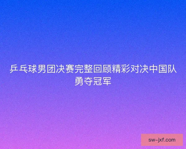 乒乓球男团决赛完整回顾精彩对决中国队勇夺冠军